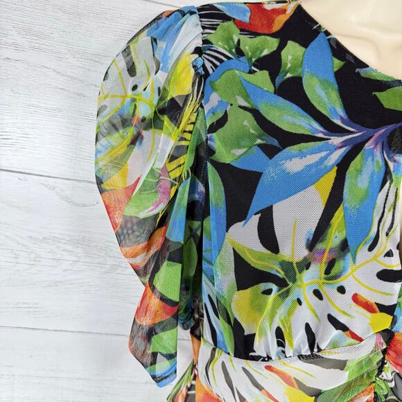 VTG Touch me Y2k Large tropical sheer babydoll Fairycore goblin whimsygoth tie - Picture 7 of 8